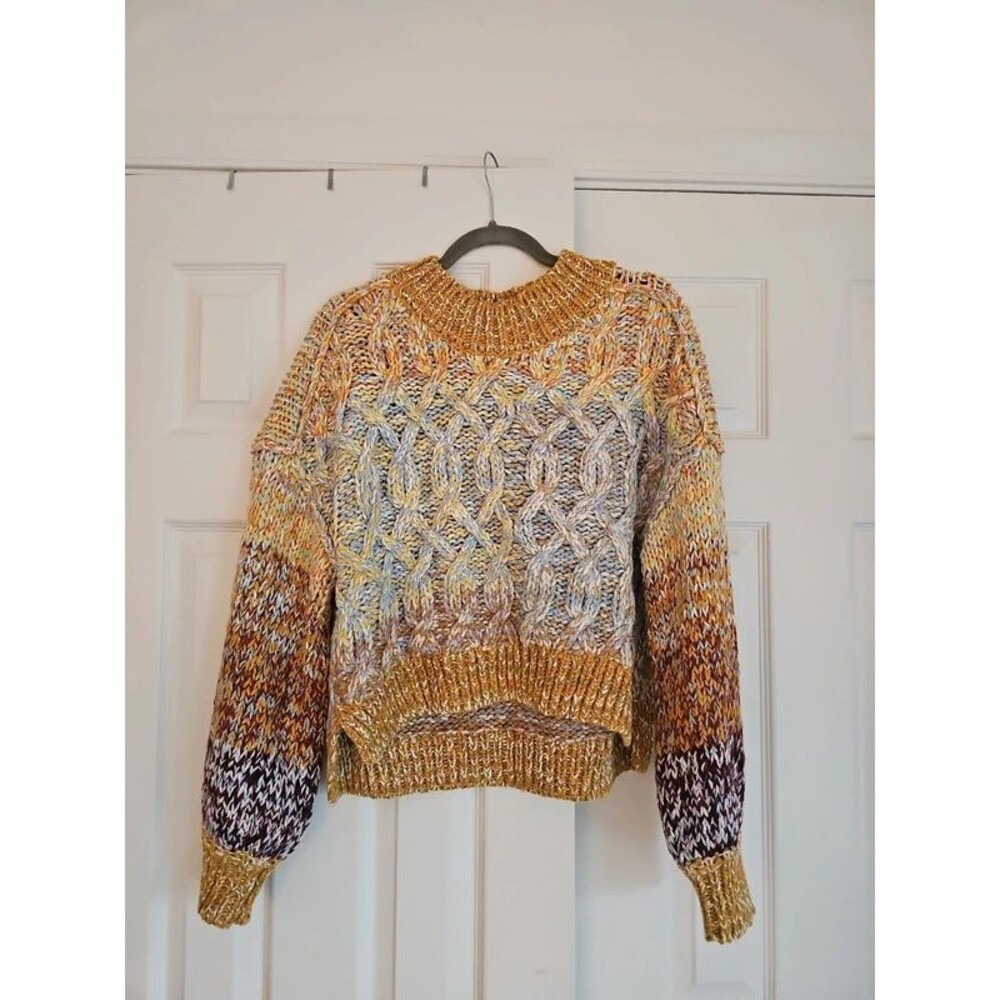 Free People Opal Multicolored Marled Cable Knit Sweater XS